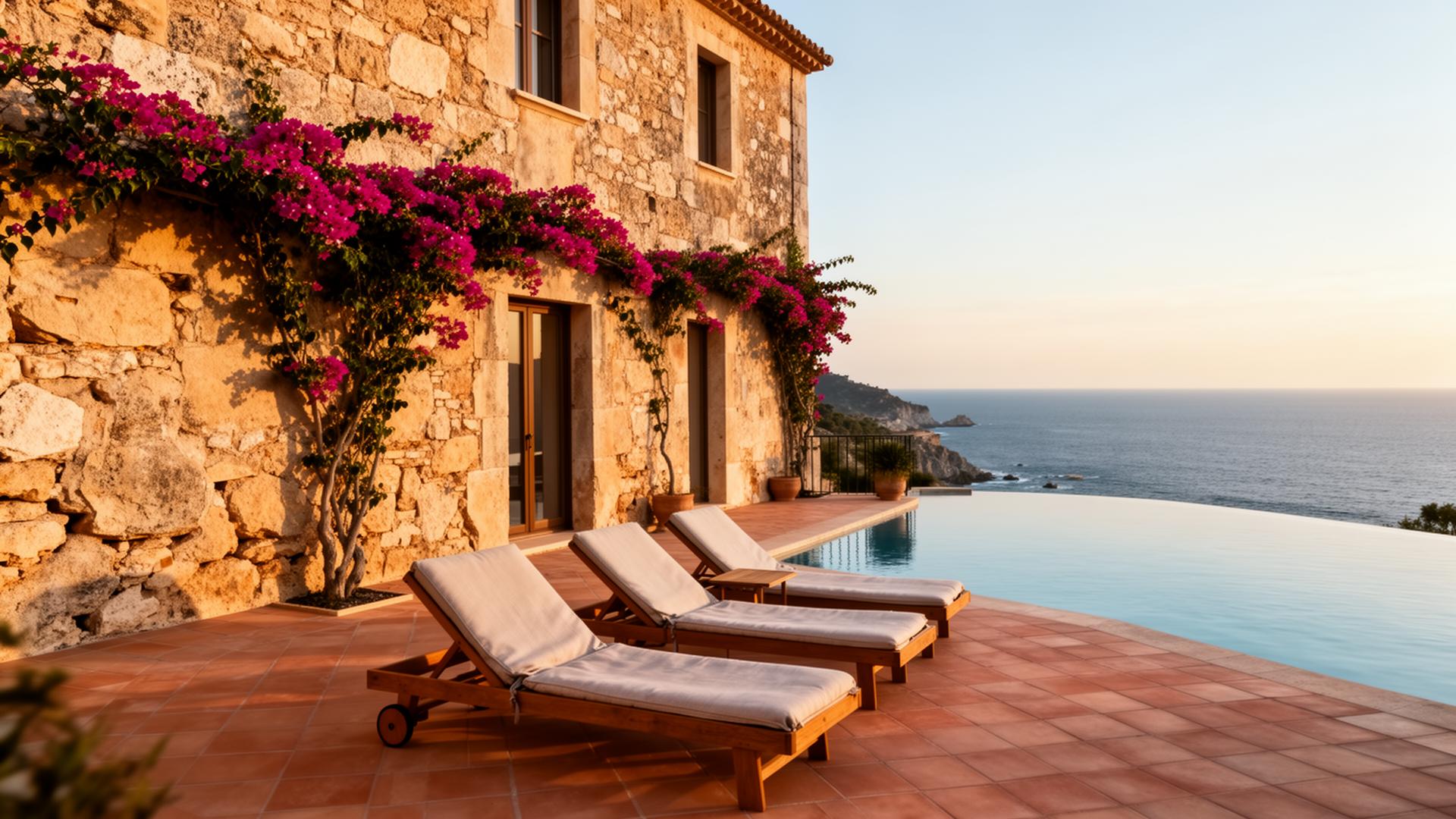 Hotel boutique en Mallorca con piscina infinita al atardecer